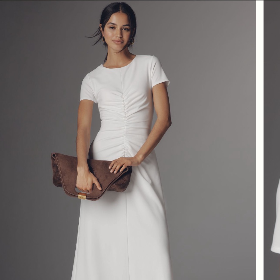 Reformation Anthropologie Fior Di Latte White Midi Dress